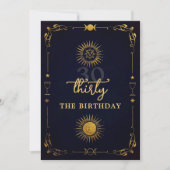 Mystic Tarot Fortune Navy Gold 30th Birthday Party Kaart (Voorkant)