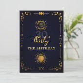 Mystic Tarot Fortune Navy Gold 30th Birthday Party Kaart (Staand voorkant)