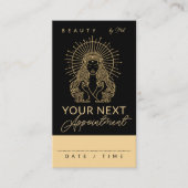 Mystic Tarot Make-up Haar Nagels Monogram Goud Zwa Afsprakenkaartje (Voorkant)