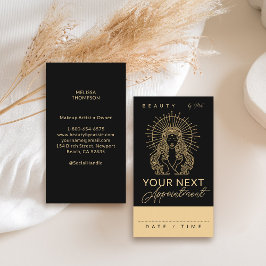 Mystic Tarot Make-up Haar Nagels Monogram Goud Zwa Afsprakenkaartje