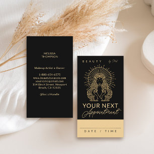 Mystic Tarot Make-up Haar Nagels Monogram Goud Zwa Afsprakenkaartje