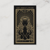 Mystic Tarot Make-up Haar Nagels Monogram Goud Zwa Visitekaartje (Voorkant)
