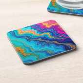 Mystic Teal & Gold Energy Bier Onderzetter (Linkerzijde)