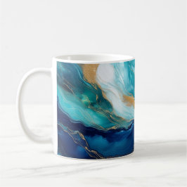 Mystic Tides: De Kunst van Kobalt en Teal Koffiemok