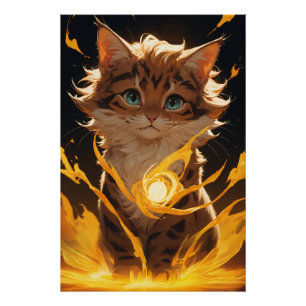 Mystic Tiger Cat Fire bekend Perfect Poster