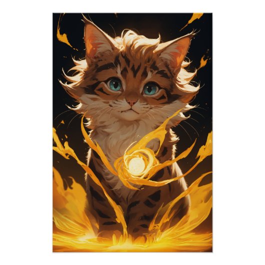 Mystic Tiger Cat Fire bekend Perfect Poster (Voorkant)