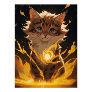 Mystic Tiger Cat Fire bekend Perfect Poster