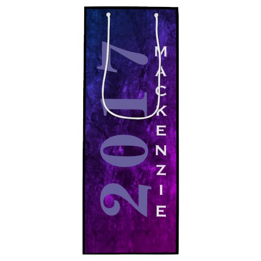 Mystic-Topaz Afstudeerder | Jaar Blauw Roze Paarse Wijn Cadeautas (Voorkant)