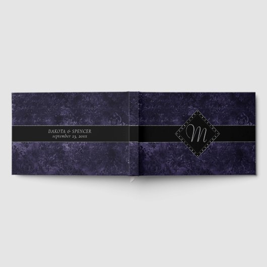 Mystic-Topaz Ombre | Blauw Paars Roze Monogram Gastenboek (Volledig)