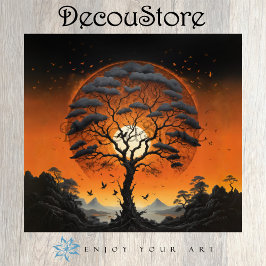 Mystic Tree at Sunset Decoupage Tissuepapier