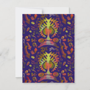 Mystic Tree of Life - Folk Art Pattern Briefkaart