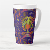 Mystic Tree of Life - Folk Art Pattern Latte Mok (Rechterhoek)