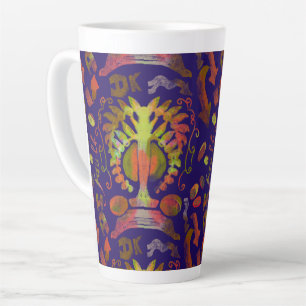 Mystic Tree of Life - Folk Art Pattern Latte Mok