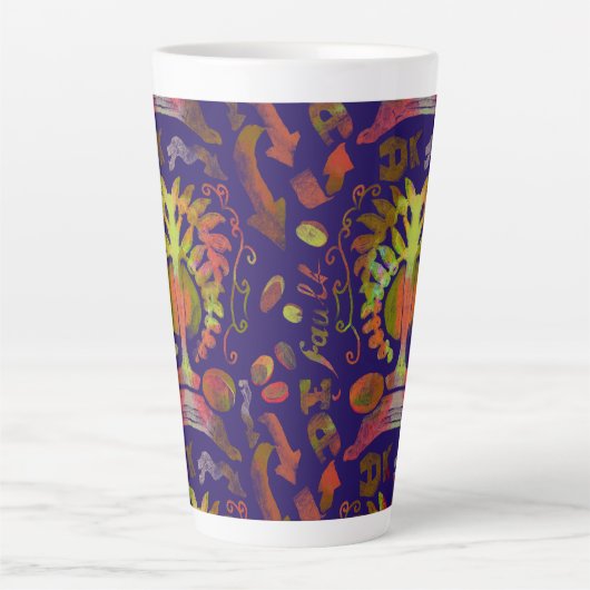 Mystic Tree of Life - Folk Art Pattern Latte Mok (Voorkant)