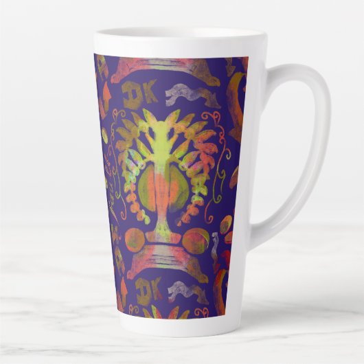 Mystic Tree of Life - Folk Art Pattern Latte Mok (Rechts)