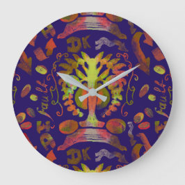 "Mystic Tree of Life - Folk Art Pattern" Muurklok Grote Klok