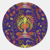 Mystic Tree of Life - Folk Art Pattern Ronde Sticker (Voorkant)