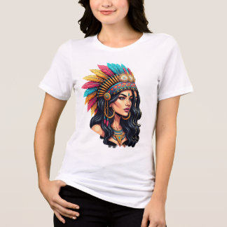 Mystic Tribal Beauty – Vibrant Headdress Illustrat Tri-Blend Shirt