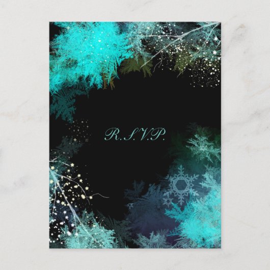 Mystic Turquoise Bos Bruiloft RSVP Uitnodiging Briefkaart (Voorkant)