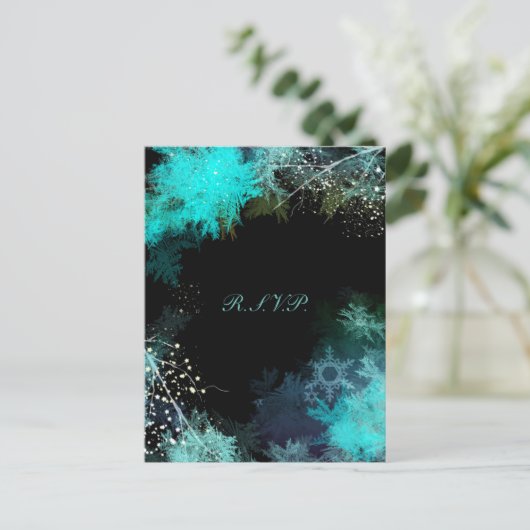 Mystic Turquoise Bos Bruiloft RSVP Uitnodiging Briefkaart (Staand voorkant)