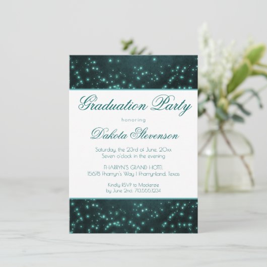 Mystic Twilight Stars | Deep Blauwgroen Glow Afstu Kaart (Staand voorkant)