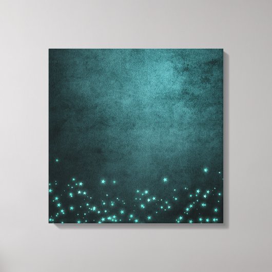 Mystic Twilight Stars | Deep Blauwgroen groene neo Canvas Afdruk (Voorkant)