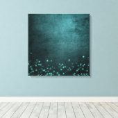 Mystic Twilight Stars | Deep Blauwgroen groene neo Canvas Afdruk (Insitu (Houten vloer))