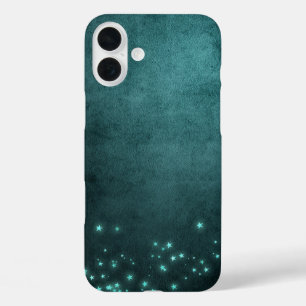 Mystic Twilight Stars   Deep Blauwgroen groene neo iPhone 16 Plus Hoesje