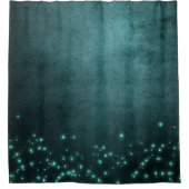 Mystic Twilight Stars | Deep Blauwgroen groene neo Douchegordijn (Voorkant)