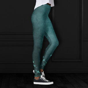 Mystic Twilight Stars   Deep Blauwgroen groene neo Leggings