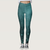 Mystic Twilight Stars | Deep Blauwgroen groene neo Leggings (Voorkant)