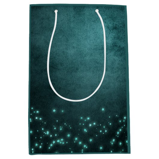 Mystic Twilight Stars | Deep Blauwgroen groene neo Medium Cadeauzakje (Voorkant)