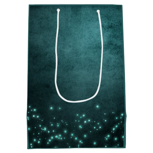 Mystic Twilight Stars | Deep Blauwgroen groene neo Medium Cadeauzakje (Achterkant)