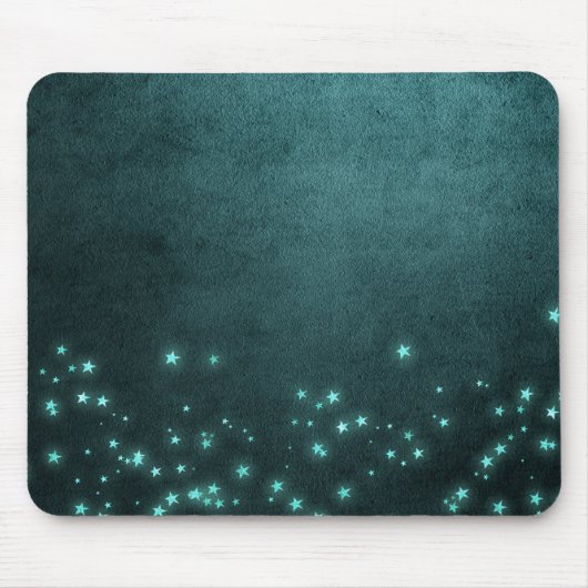 Mystic Twilight Stars | Deep Blauwgroen groene neo Muismat (Voorkant)