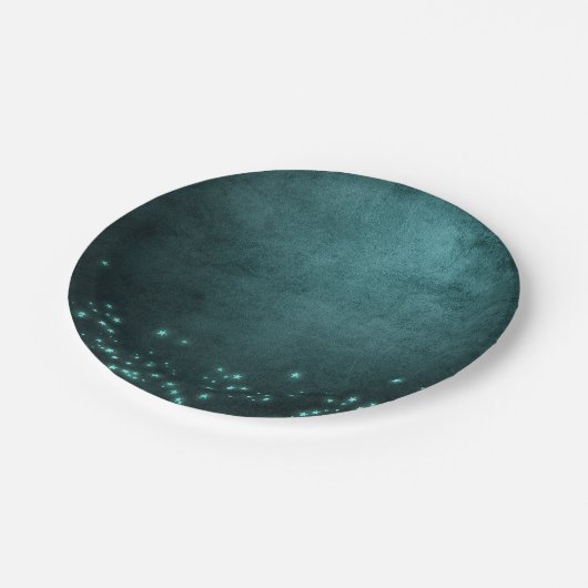 Mystic Twilight Stars | Deep Blauwgroen groene neo Papieren Bordje (Gekanteld)
