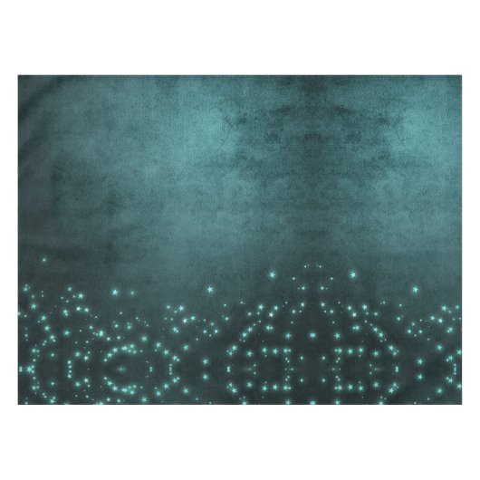 Mystic Twilight Stars | Deep Blauwgroen groene neo Tafelkleed (Voorkant (Horizontaal))