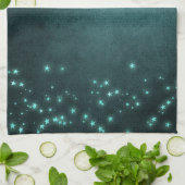 Mystic Twilight Stars | Deep Blauwgroen groene neo Theedoek (Gevouwen)