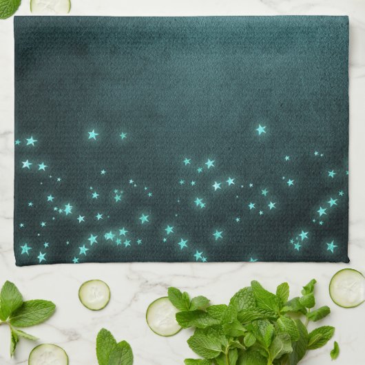 Mystic Twilight Stars | Deep Blauwgroen groene neo Theedoek (Gevouwen)