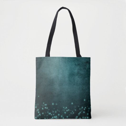 Mystic Twilight Stars | Deep Blauwgroen groene neo Tote Bag (Voorkant)