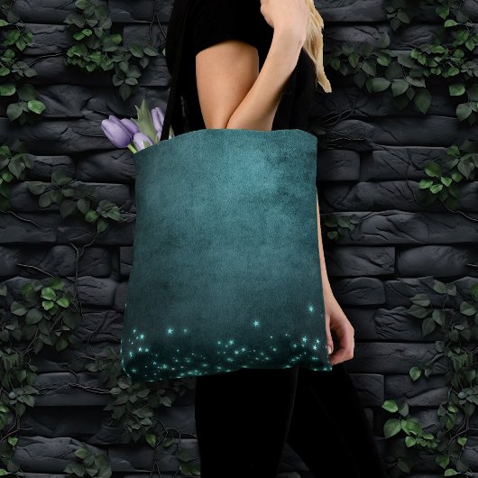 Mystic Twilight Stars | Deep Blauwgroen groene neo Tote Bag