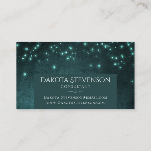 Mystic Twilight Stars | Diep Blauwgroen Groen Mono Visitekaartje (Achterkant)