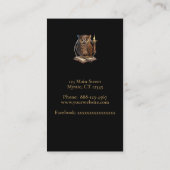 Mystic uil op zwart visitekaartje (Achterkant)