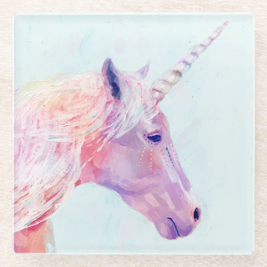 Mystic Unicorn Glazen Onderzetter (Voorkant)