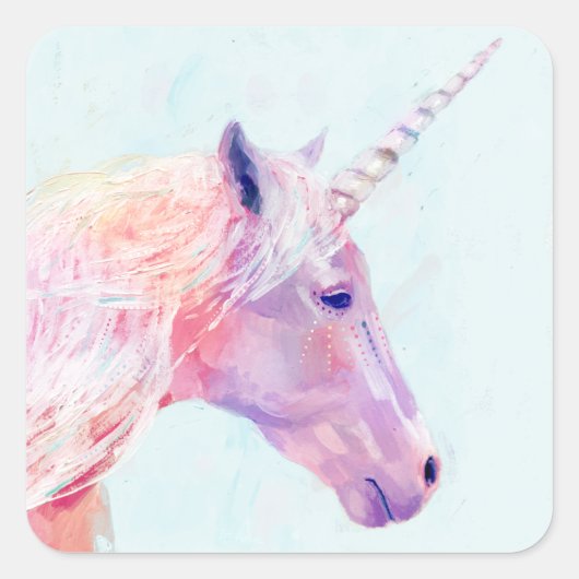 Mystic Unicorn Vierkante Sticker (Voorkant)