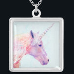Mystic Unicorn Zilver Vergulden Ketting<br><div class="desc">Mystic Unicorn I van Victoria Borges. Met een roze en paarse eenhoorn met penseelachtige lijnen.</div>