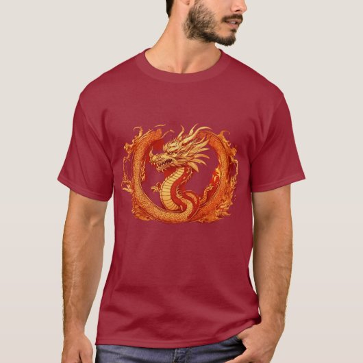 Mystic Unity: Rood & Gouden Blend Print T-shirt (Voorkant)