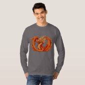 Mystic Unity: Rood & Gouden Blend Print T-shirt (Voorkant volledig)
