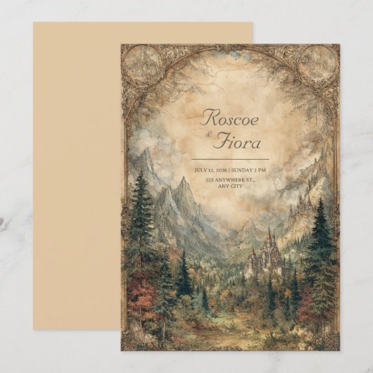 Mystic Valley Castle betoverde bruiloft Kaart (Voorkant / Achterkant)