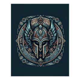 Mystic Viking Rune Helm Perfect Poster