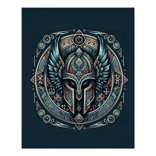 Mystic Viking Rune Helm Perfect Poster (Voorkant)